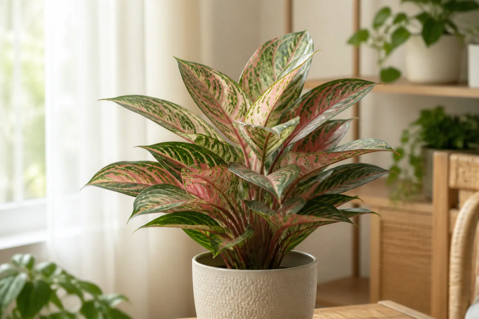 Aglaonema light care — placed near a bright window for indirect light