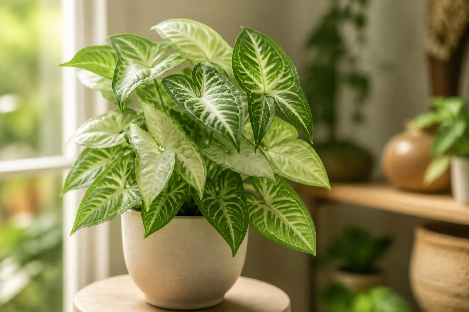 Arrowhead Plant light care — placed near a bright window for indirect light