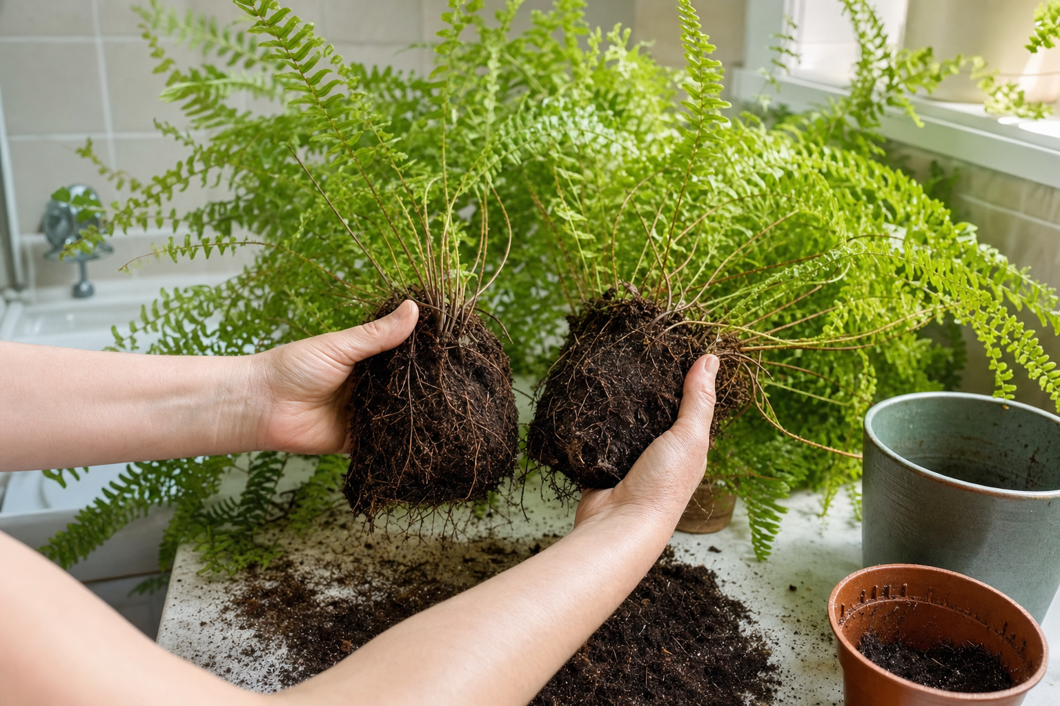 Propagate Boston Fern by Division