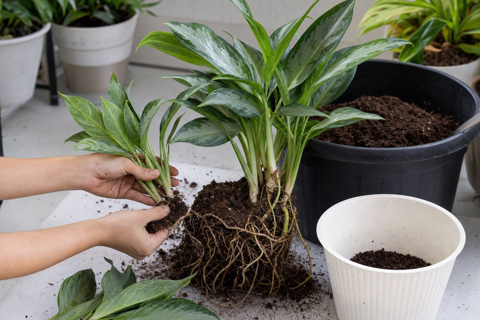 Chinese Evergreen propagation — division (easiest and fastest)