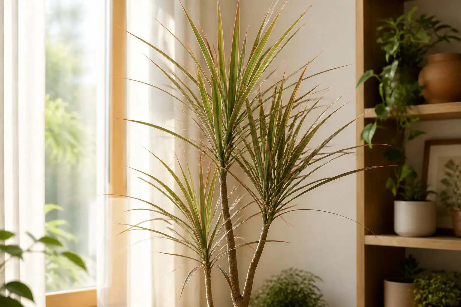Dracaena light care — placed near a bright window for indirect light