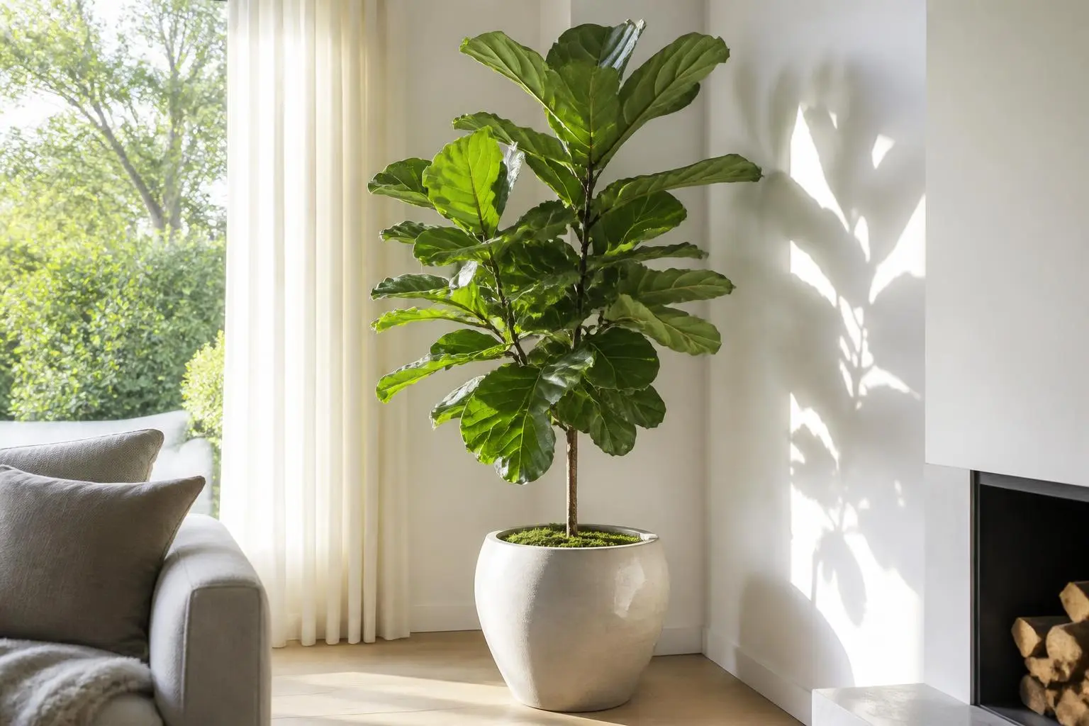 Fiddle Leaf Fig light care — placed near a bright window for indirect light