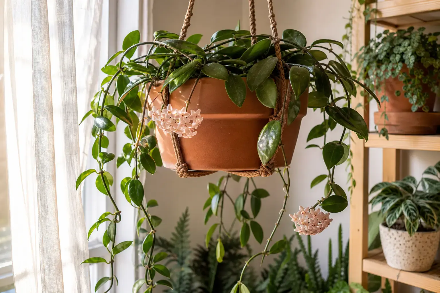 Hoya Carnosa (Hoya carnosa) in a terracotta pot