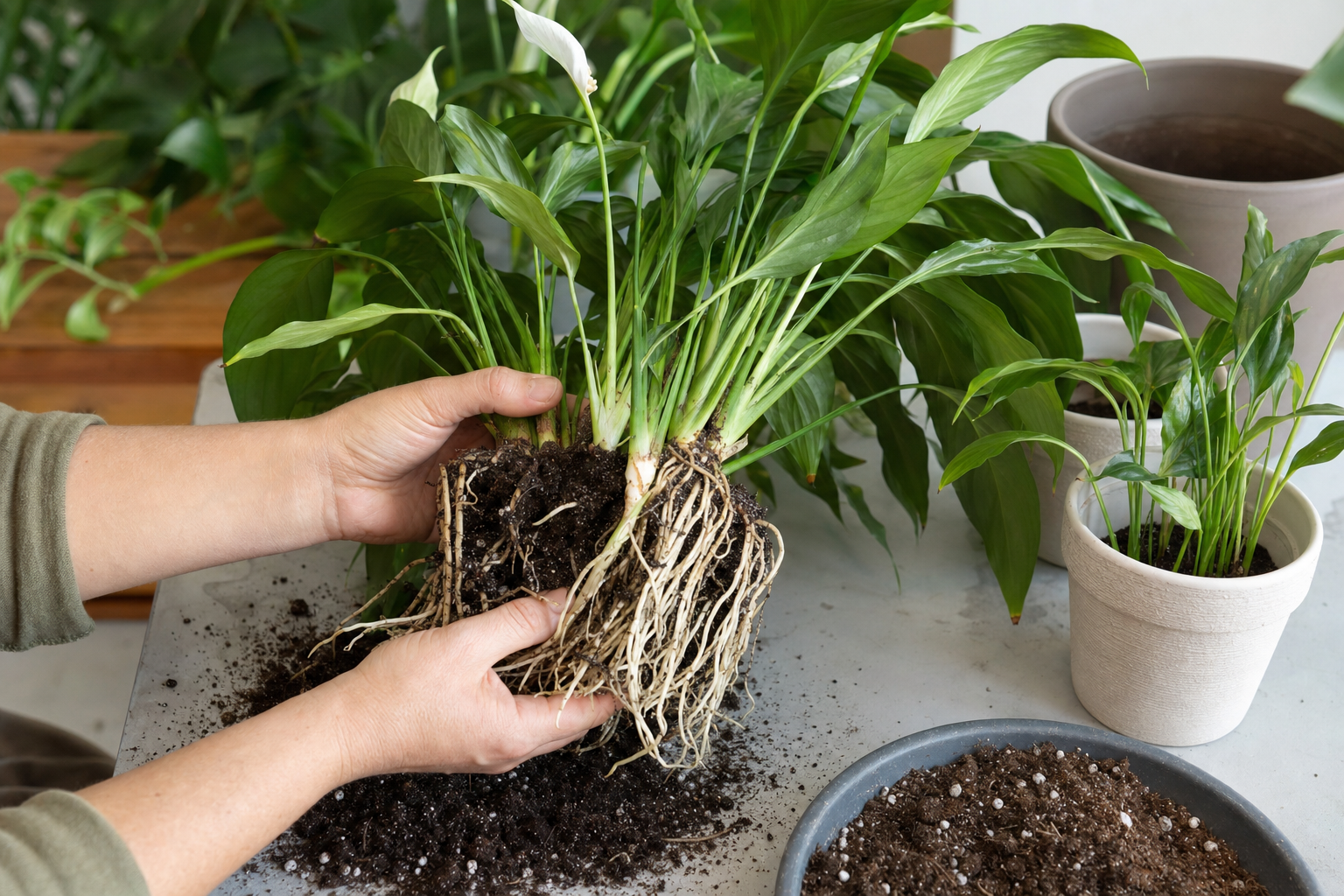 Propagate Peace Lily by Division