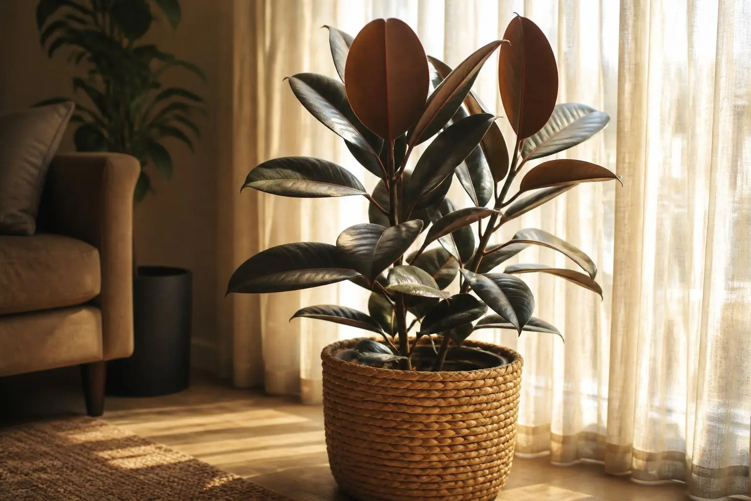 Rubber Plant light care — placed near a bright window for indirect light