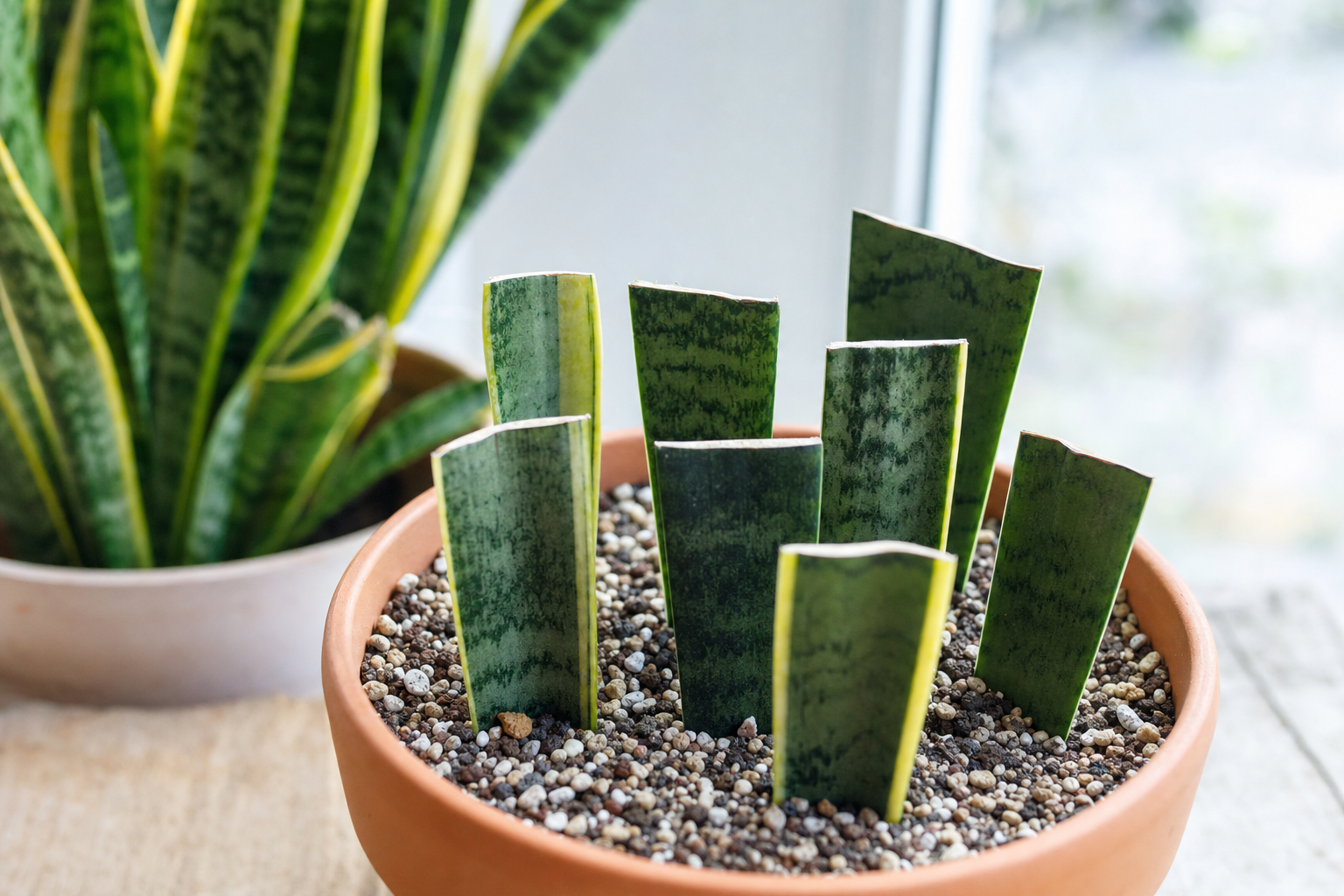 Snake Plant propagation — leaf cuttings in soil