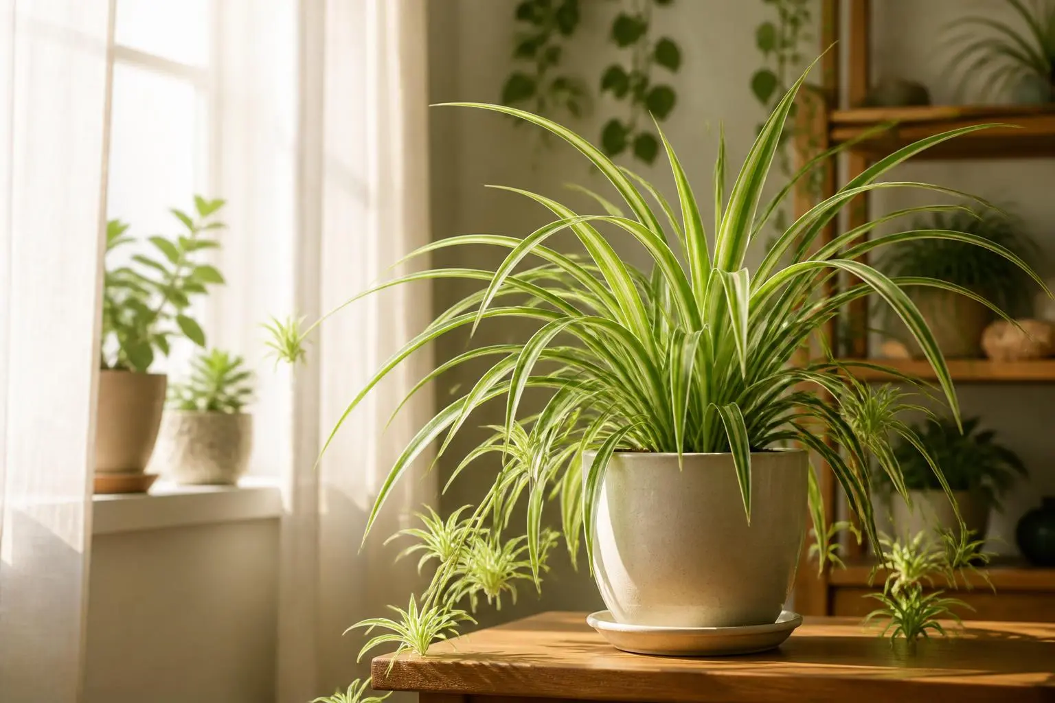 Spider Plant light care — placed near a bright window for indirect light
